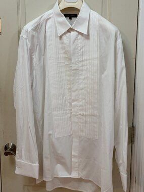 Jack Lipson Men's Size 17 1/2 Tall 100% Cotton L/S B/D Tuxedo Shirt. White.